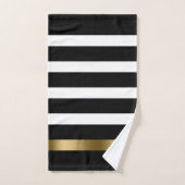 白黒のパターンストライプ金ゴールドアクセント バスタオルセット (ハンドタオル)