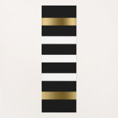 白黒のパターンストライプ金ゴールドアクセント ヨガマット (正面)