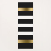 白黒のパターンストライプ金ゴールドアクセント ヨガマット (裏面)