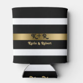 白黒のパターンストライプ金ゴールドアクセント 缶クーラー (裏面)
