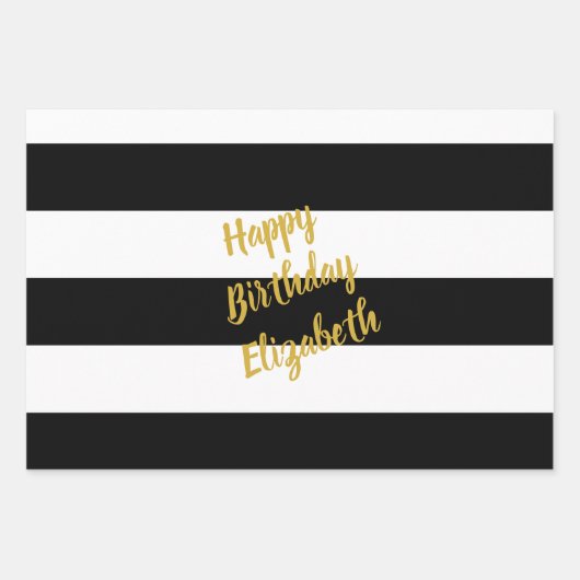 白黒のパターン ラッピングペーパーシート (正面)