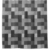 白黒のパッチワークヴィンテージ  シャワーカーテン (正面)