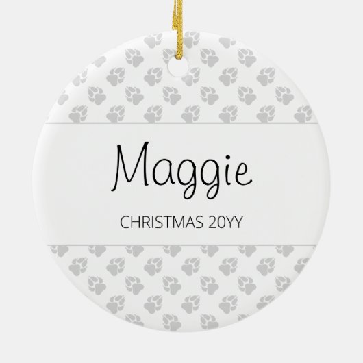 白黒のパピヨンかわいい犬と手つき セラミックオーナメント (裏面)