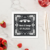 白黒のパペルのパペルは鳥を愛結婚する スタンダードカクテルナプキン (インサイチュ)