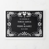 白黒のパペルのパペルは鳥を愛結婚する 三つ折り招待状 (カバー)