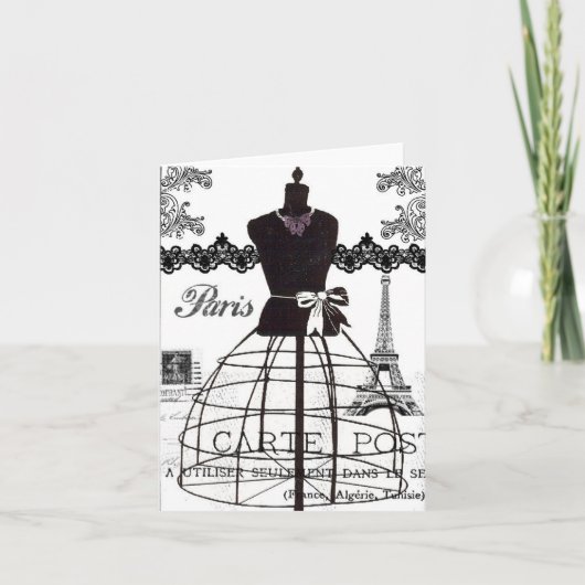 白黒のパリのファッションのマネキン カード (正面)