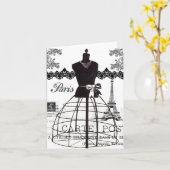 白黒のパリのファッションのマネキン カード (黄色い花)