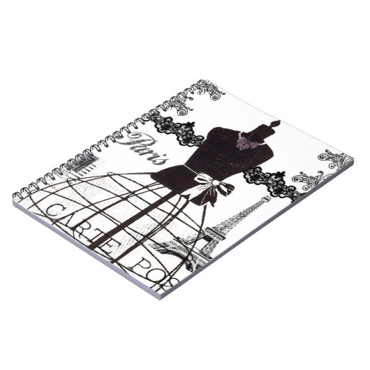 白黒のパリのファッションのマネキン ノートブック (左側)