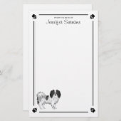 白黒のパレーヌドッグとポーズと文字 便箋 (正面/裏面)