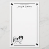 白黒のパレーヌドッグとポーズと文字 便箋 (正面)