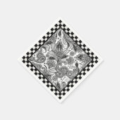 白黒のパワリーのナプキン スタンダードカクテルナプキン (角)