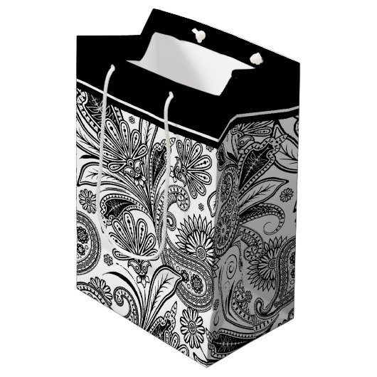 白黒のパワリー中間抱き枕 ミディアムペーパーバッグ (正面アングル)