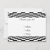 白黒のパースペク市松模様にタビュー 招待状 (裏面)