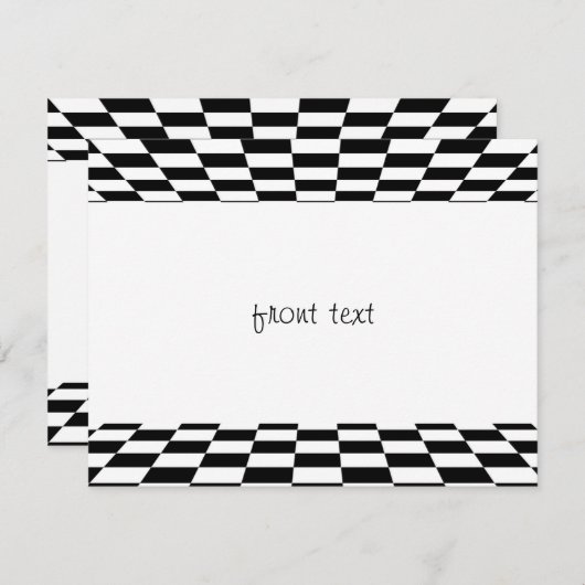 白黒のパースペク市松模様にタビュー 招待状 (正面/裏面)