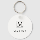 白黒のパーソナライズされたイニシャル名 キーホルダー (正面)