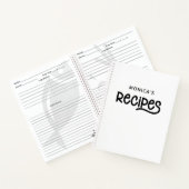 白黒のパーソナライズされたレシピ ノートブック (内部)