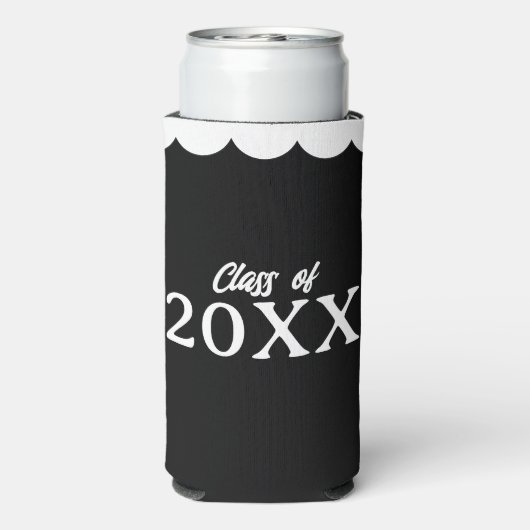 白黒のパーソナライズされた卒業クラス スリム缶クーラー (Seltzer裏面)