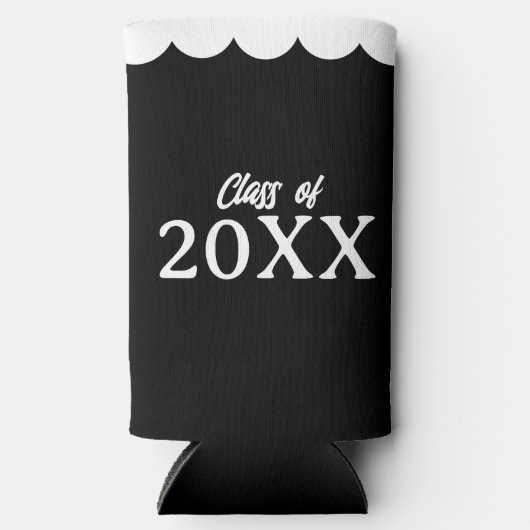 白黒のパーソナライズされた卒業クラス スリム缶クーラー (正面)