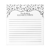 白黒のパーソナライズされた音楽メモ ノートパッド (正面)