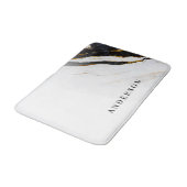 白黒のパーソナライズなフェイクな金ゴールドホイルの大理石 バスマット (アングル)