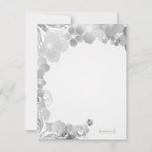 白黒のヒナギクと渦巻フォーマルき結婚の 招待状 (裏面)