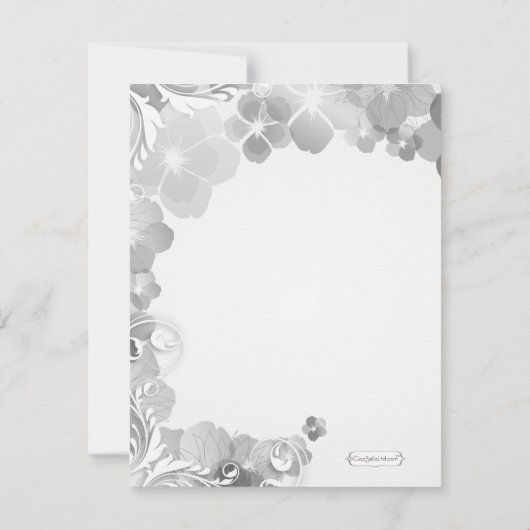 白黒のヒナギクと渦巻フォーマルき結婚の 招待状 (裏面)
