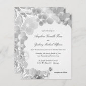 白黒のヒナギクと渦巻フォーマルき結婚の 招待状 (正面/裏面)