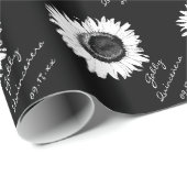 白黒のヒマワリのキンセアニェラの誕生日 ラッピングペーパー (ロールコーナー)