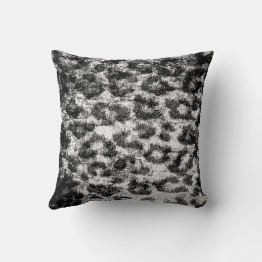 白黒のヒョウのプリントの皮の毛皮 クッション (裏面)