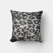 白黒のヒョウのプリントの皮の毛皮 クッション (正面)