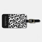 白黒のヒョウパクラシックーソナライズ ラゲッジタグ (正面横)