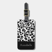 白黒のヒョウパクラシックーソナライズ ラゲッジタグ (正面縦)