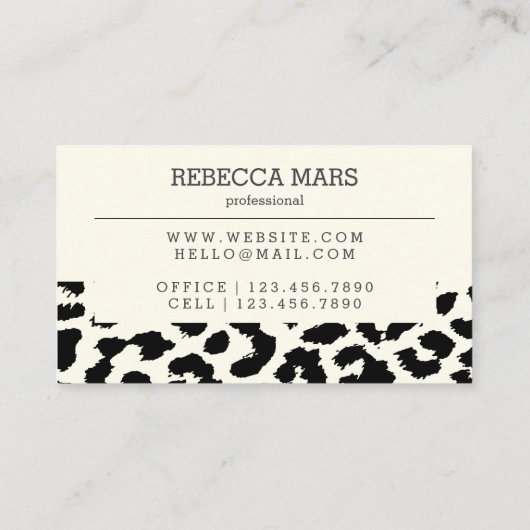 白黒のヒョウ柄の名刺 名刺 (裏面)