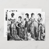 白黒のビクトリアンファッション ポストカード (正面/裏面)
