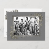 白黒のビクトリアンファッション ポストカード (正面/裏面)