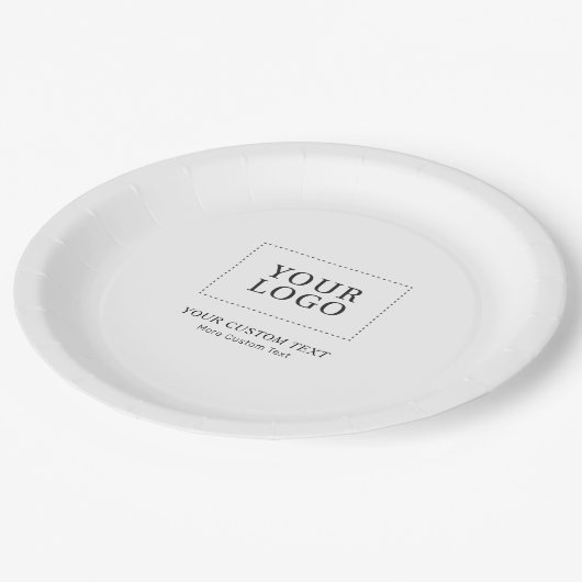 白黒のビジネスカスタムロゴプロモーション ペーパープレート (アングル)