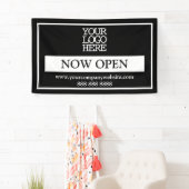 白黒のビジネスロゴを開く 横断幕 (インサイチュ)