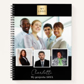 白黒のビジネスロゴ写真コラージュ ノートブック (正面)