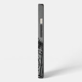 白黒のビッグベン時計塔 iPhoneケース (左側面)
