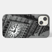 白黒のビッグベン時計塔 iPhoneケース (裏面横)