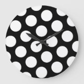 白黒のビッグ水玉模様 ラージ壁時計 (正面)