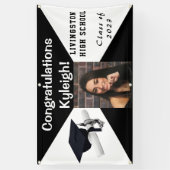 白黒のビニールの卒業写真 横断幕 (縦)