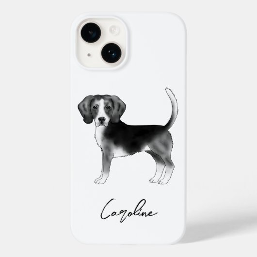 白黒のビーグル犬のデザインとテキスト Case-Mate iPhoneケース (裏面)