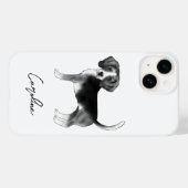 白黒のビーグル犬のデザインとテキスト Case-Mate iPhoneケース (裏面 (横))