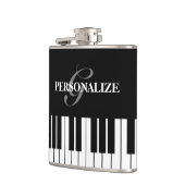 白黒のピアノ鍵のモノカスタムグラム飲料 フラスク (左)