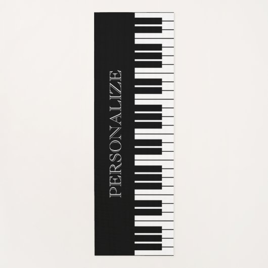 白黒のピアノ鍵名前をカスタムするヨガマット ヨガマット (正面)