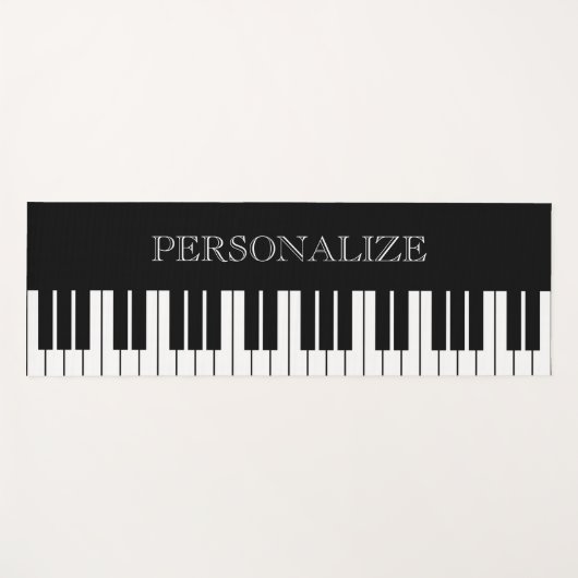 白黒のピアノ鍵名前をカスタムするヨガマット ヨガマット (正面(横))