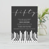 白黒のピアノ50歳の誕生日パーティー 招待状 (スタンド正面)