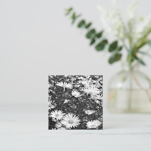 白黒のピクセルアート スクエア名刺 (スタンド正面)