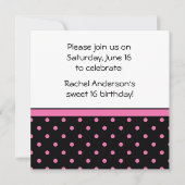 白黒のピンクの水玉模様のパーティーの招待 招待状 (正面)